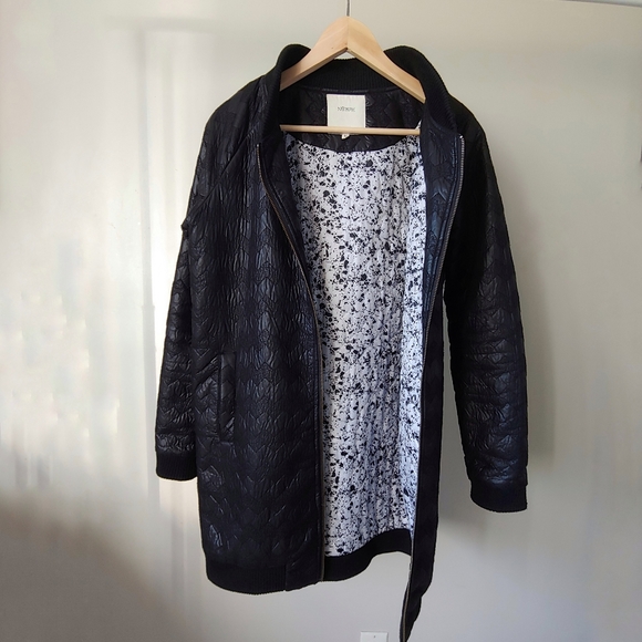Anthropologie Numph Black Chevron Quilted Jacket Size Medium - Picture 5 of 16